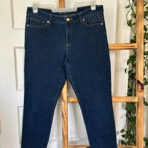 Michael Kors Gold Detailed Jeans, Size 10